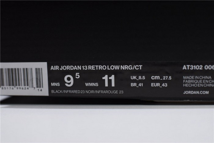 Clot x Air Jordan 13 Low “Black Infrared” AT3102-006